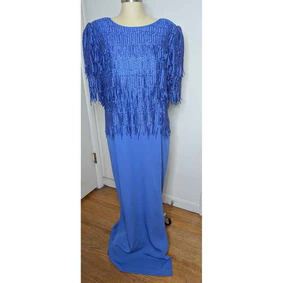 Cattiva Dresses & Skirts - VTG Cattiva New York Lace Fringe Gown Mother Bride Wedding Guest Gatsby Sz 16W